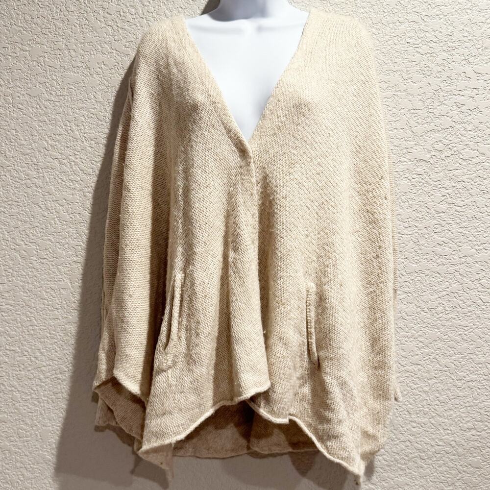 free people | oversized wool oatmeal cream knit cardigan women’s sweater sz XS